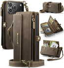 iPhone 17 Pro Crossbody Case with Strap, Card Slots & Zipper Pocket [Coffee]