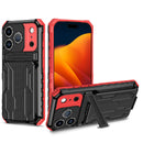 iPhone 17 Pro Rugged Case with Card Holder & Kickstand [Red]