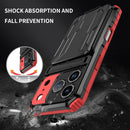 iPhone 17 Pro Rugged Case with Card Holder & Kickstand [Red]