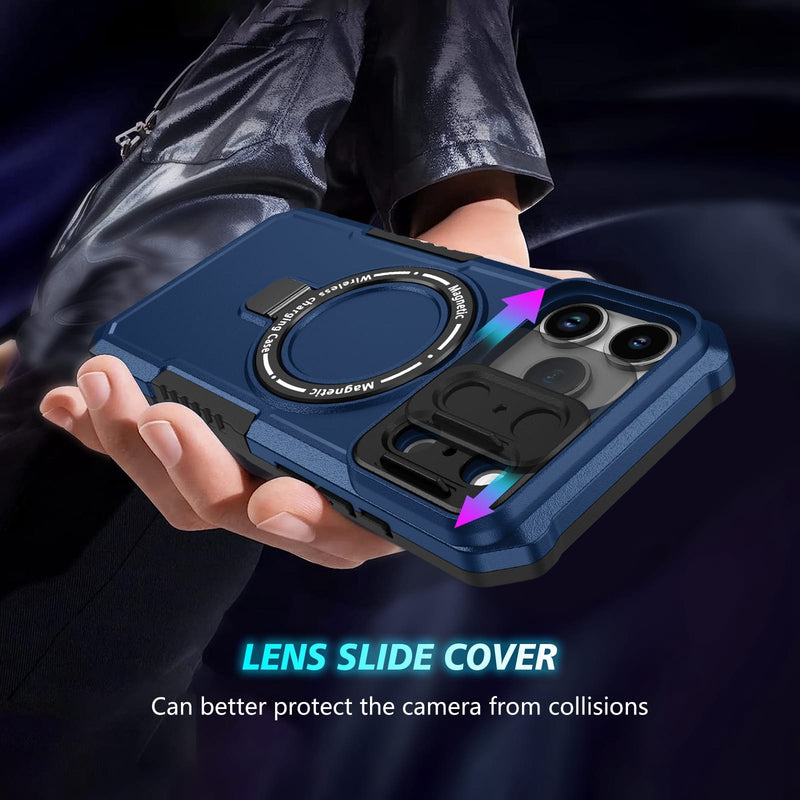 iPhone 17 Pro MagSafe Case with Sliding Camera Cover & Ring Stand [Navy]