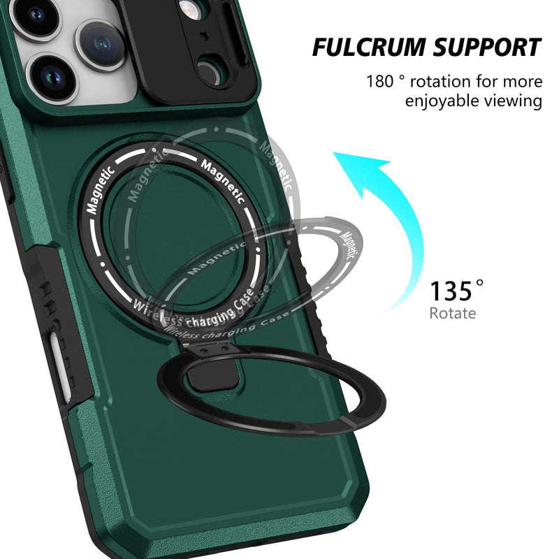 iPhone 17 Pro MagSafe Case with Sliding Camera Cover & Ring Stand [Teal]