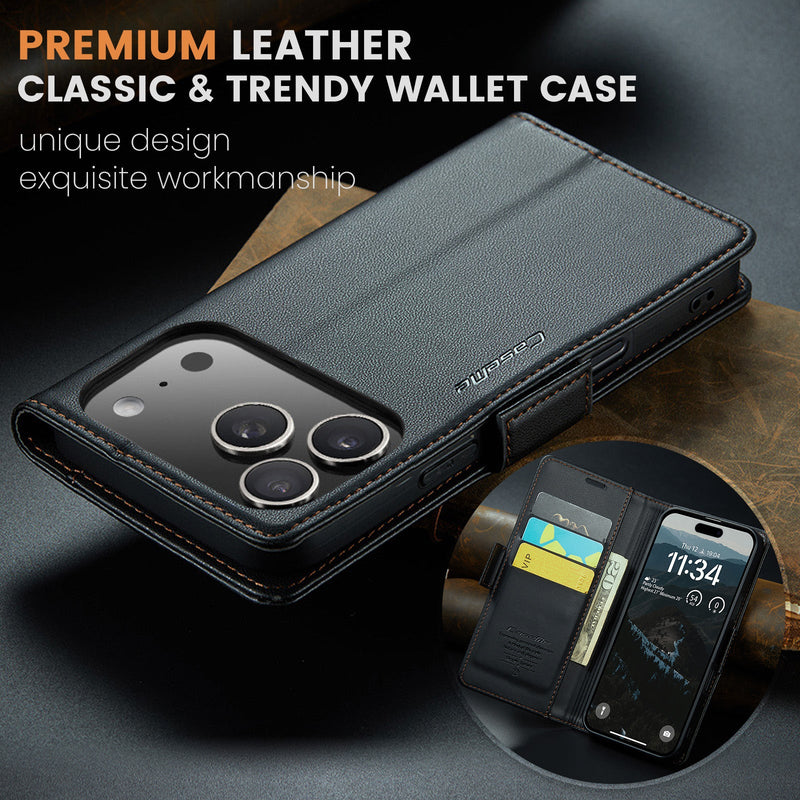 Apple iPhone 17 Pro Max CaseMe Retro Wallet Case [Black]