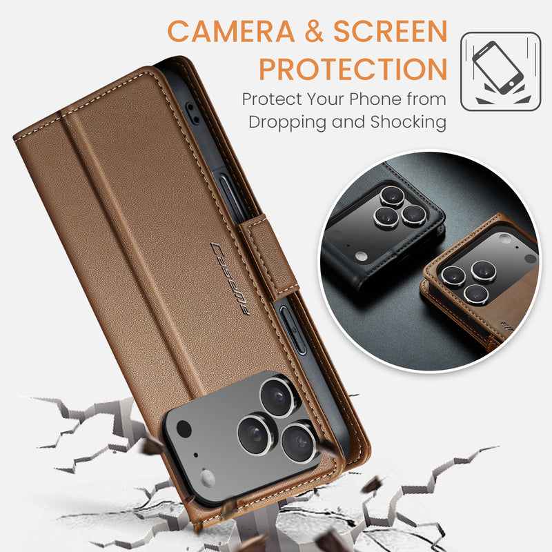 Apple iPhone 17 Pro Max CaseMe Retro Wallet Case [Brown]