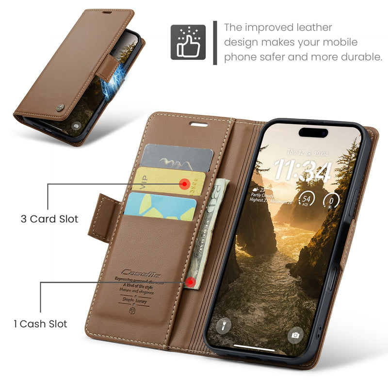 Apple iPhone 17 Pro Max CaseMe Retro Wallet Case [Brown]