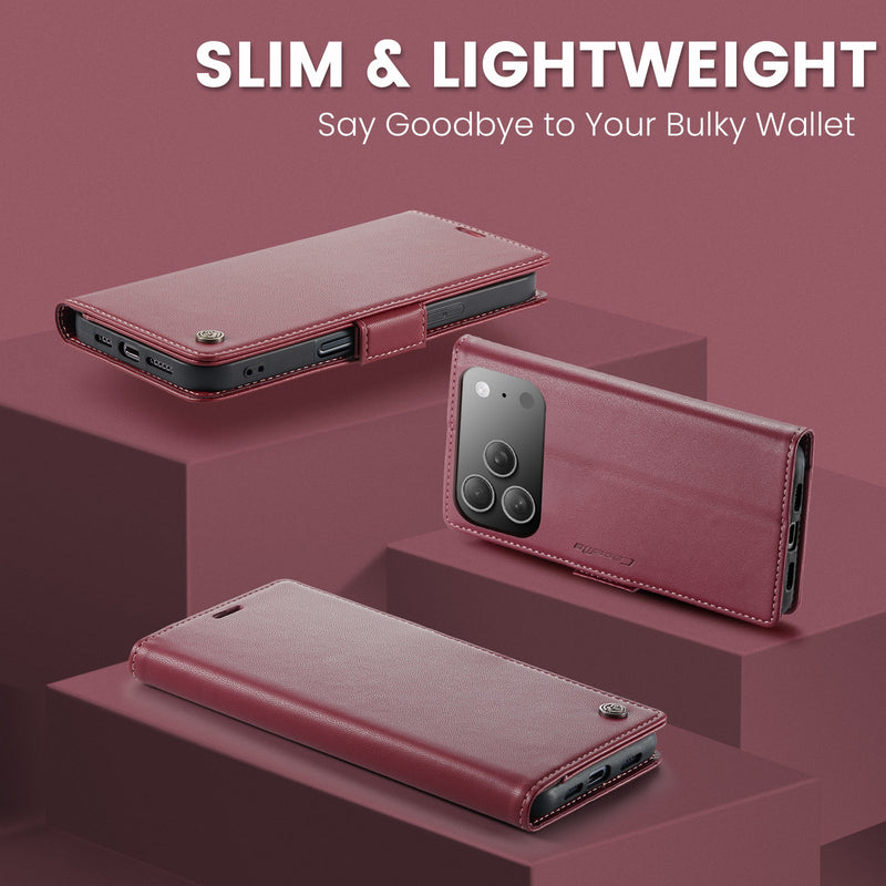 Apple iPhone 17 Pro CaseMe Retro Wallet Case [Maroon]