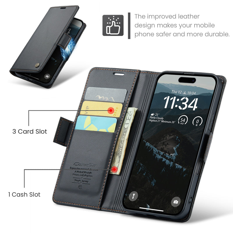 Apple iPhone 17 CaseMe Retro Wallet Case [Black]