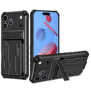 iPhone 17 Pro Max Rugged Case with Card Holder & Kickstand [Black]