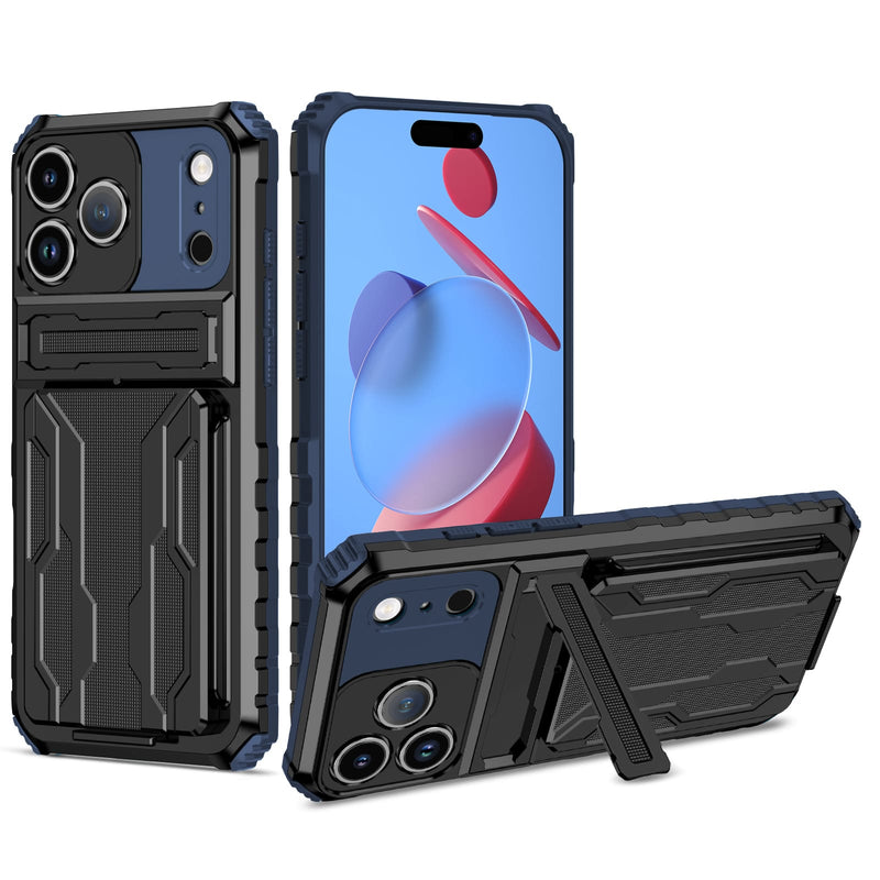 iPhone 17 Pro Max Rugged Case with Card Holder & Kickstand [Navy]