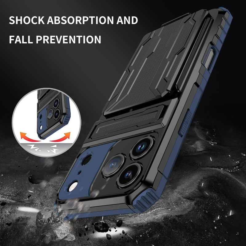 iPhone 17 Pro Max Rugged Case with Card Holder & Kickstand [Navy]