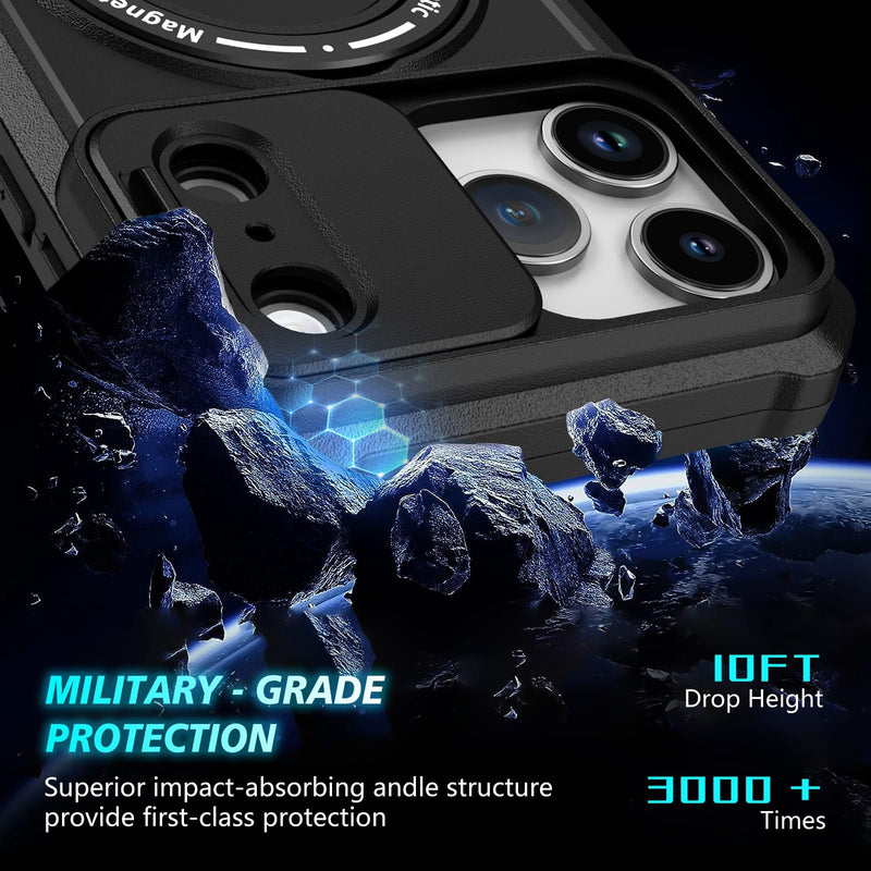 iPhone 17 Pro Max MagSafe Case with Sliding Camera Cover & Ring Stand [Black]