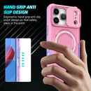 iPhone 17 Pro Max MagSafe Case with Sliding Camera Cover & Ring Stand [PinkWhite]