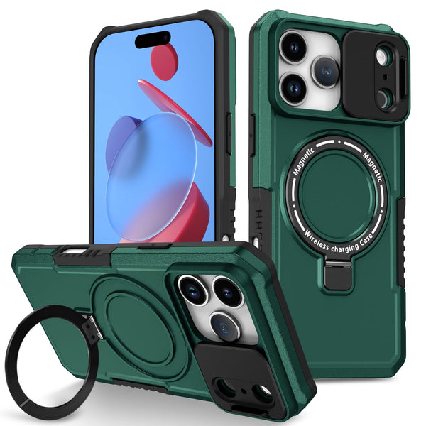 iPhone 17 Pro Max MagSafe Case with Sliding Camera Cover & Ring Stand [Teal]