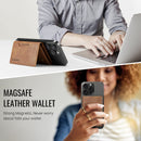 DG.MING K2 MagSafe Wallet – Magnetic Leather Card Holder with RFID Protection [Brown]