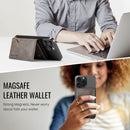 DG.MING K2 MagSafe Wallet – Magnetic Leather Card Holder with RFID Protection [Coffee]