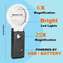LED Illuminated Magnifier Magnifying Glass 6X 25X