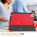 KST Tri-fold PU Leather Case for Lenovo Idea Tab Plus (12.1-inch, 2025, TB361FU) [Red]