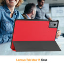 KST Tri-fold PU Leather Case for Lenovo Idea Tab 11 (11-inch, 2025, TB336FU) [Red]