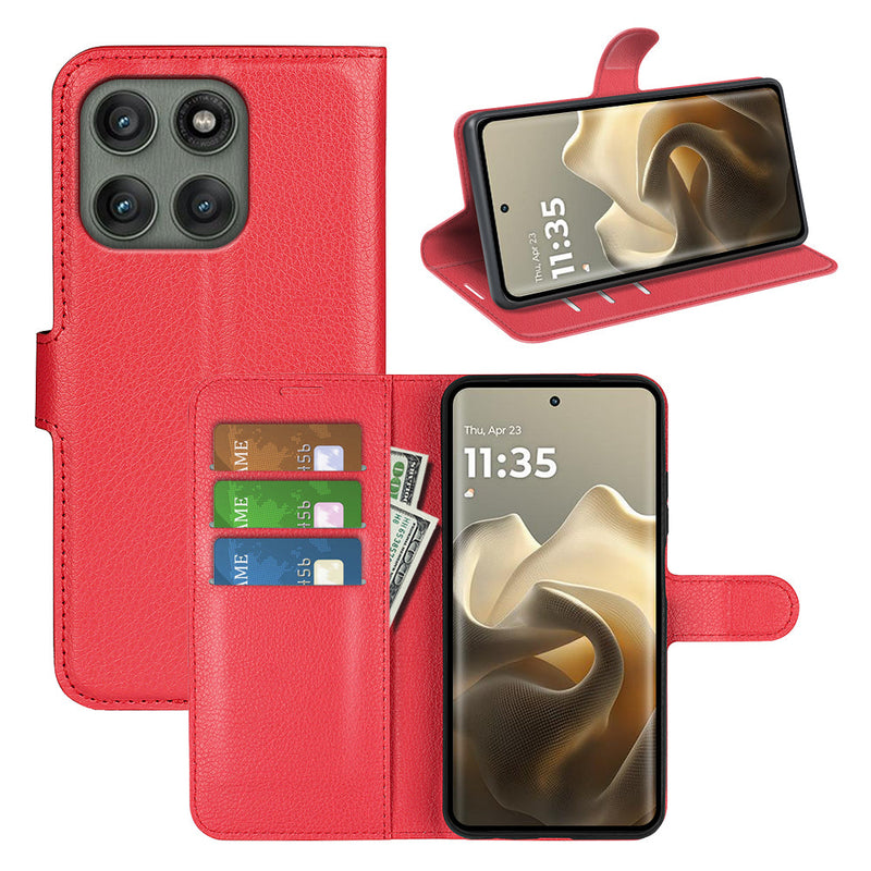 Moto Edge 60Fusion PU Wallet Case [Red]