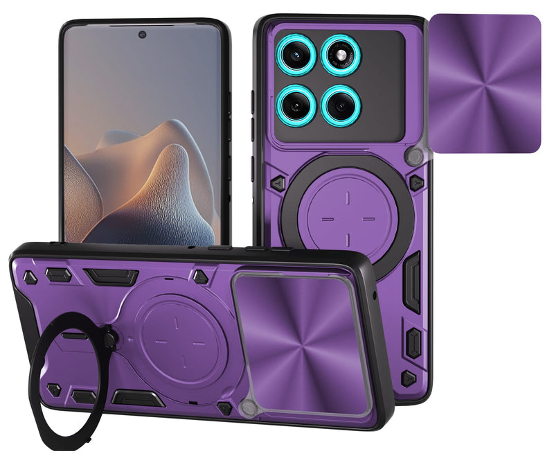 Motorola Moto Edge 60Fusion Ring Kickstand Case w/ Camera Cover [Purple]