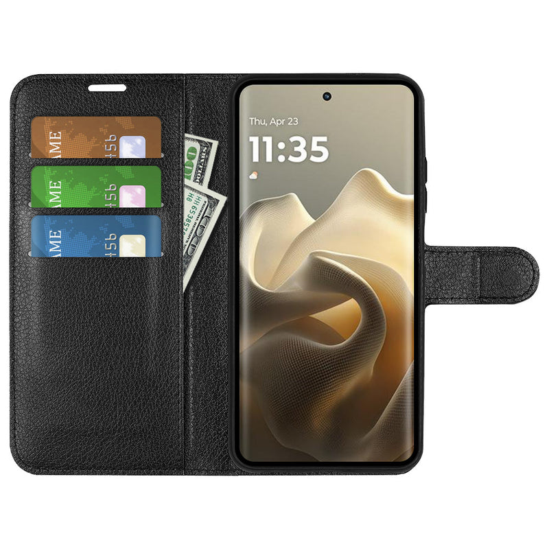 Moto Edge 60Pro PU Wallet Case [Black]