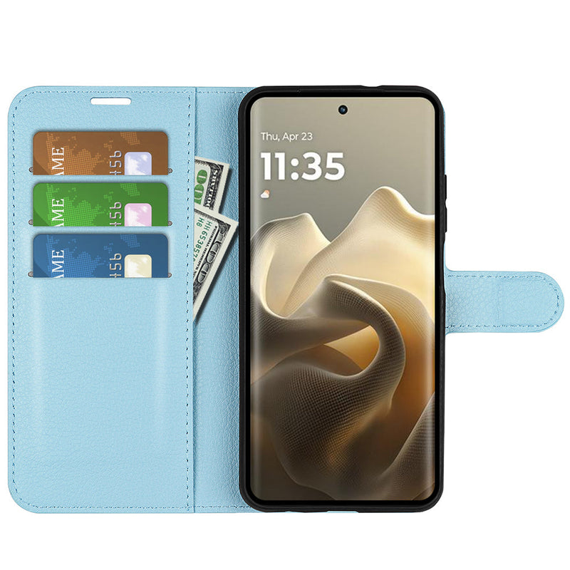 Moto Edge 60Pro PU Wallet Case [LightBlue]