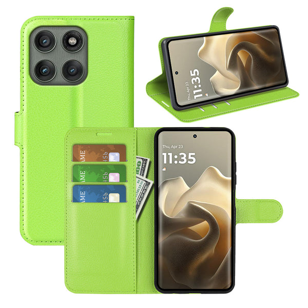 Moto Edge 60Pro PU Wallet Case [Green]
