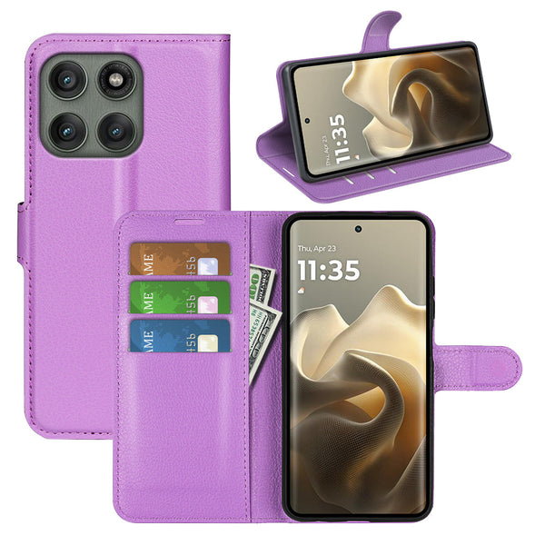 Moto Edge 60Pro PU Wallet Case [Purple]