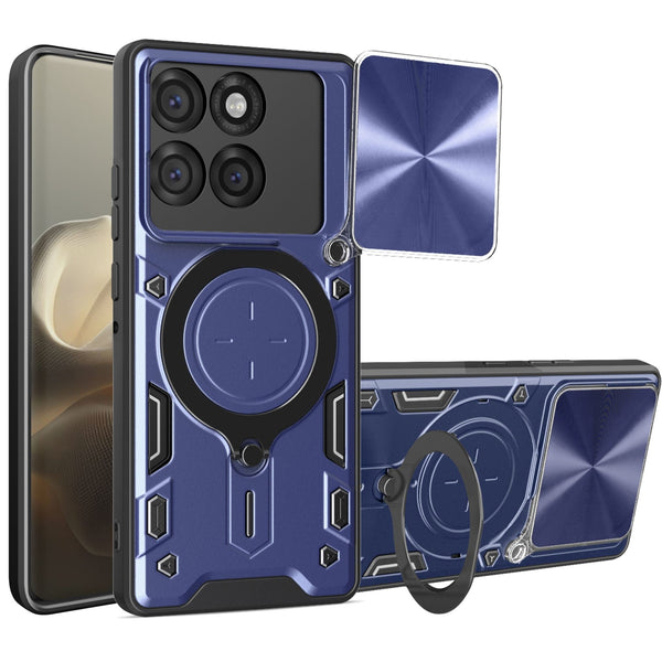 Motorola Moto Edge 60Pro Ring Kickstand Case w/ Camera Cover [Navy]