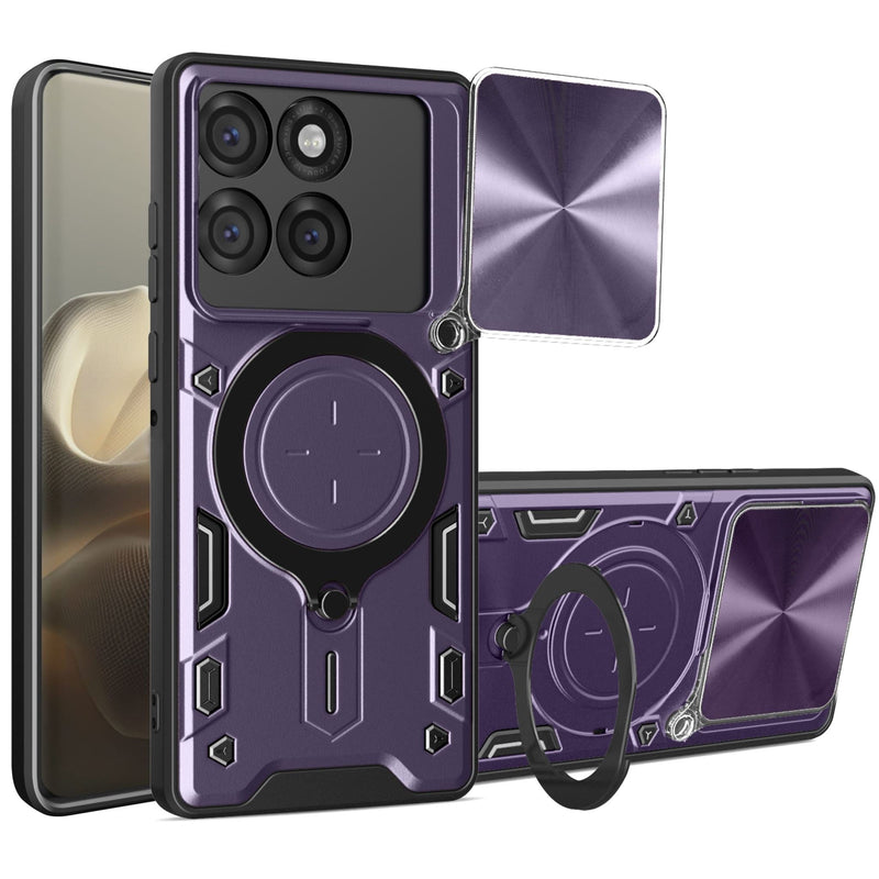 Motorola Moto Edge 60Pro Ring Kickstand Case w/ Camera Cover [Purple]