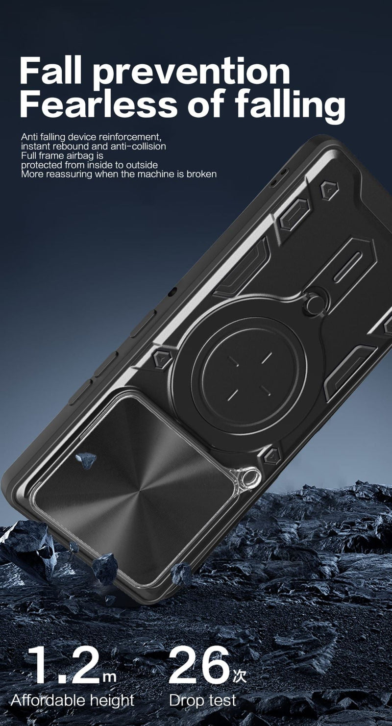Motorola Moto Edge 60Pro Ring Kickstand Case w/ Camera Cover [Black]