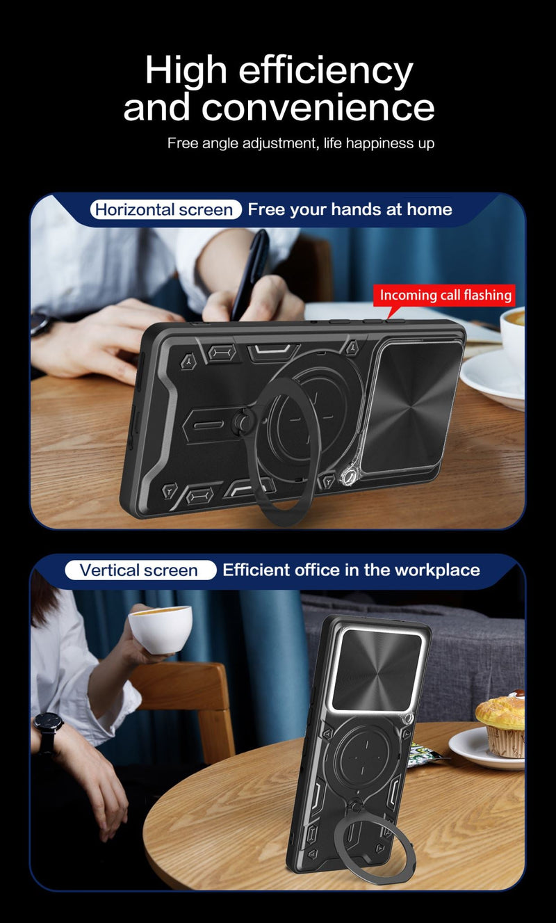 Motorola Moto Edge 60Pro Ring Kickstand Case w/ Camera Cover [Black]