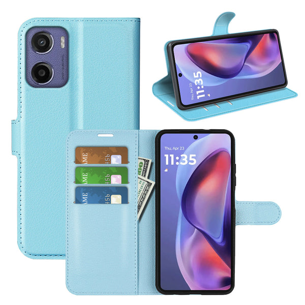 Motorola Moto G05 4G PU Wallet Case [LightBlue]
