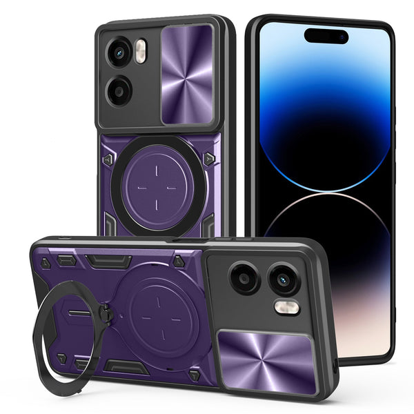 Motorola Moto G05 4G Ring Kickstand Case w/ Camera Cover [Purple]