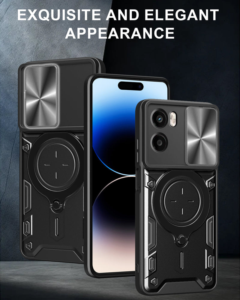 Motorola Moto G05 4G Ring Kickstand Case w/ Camera Cover [Black]