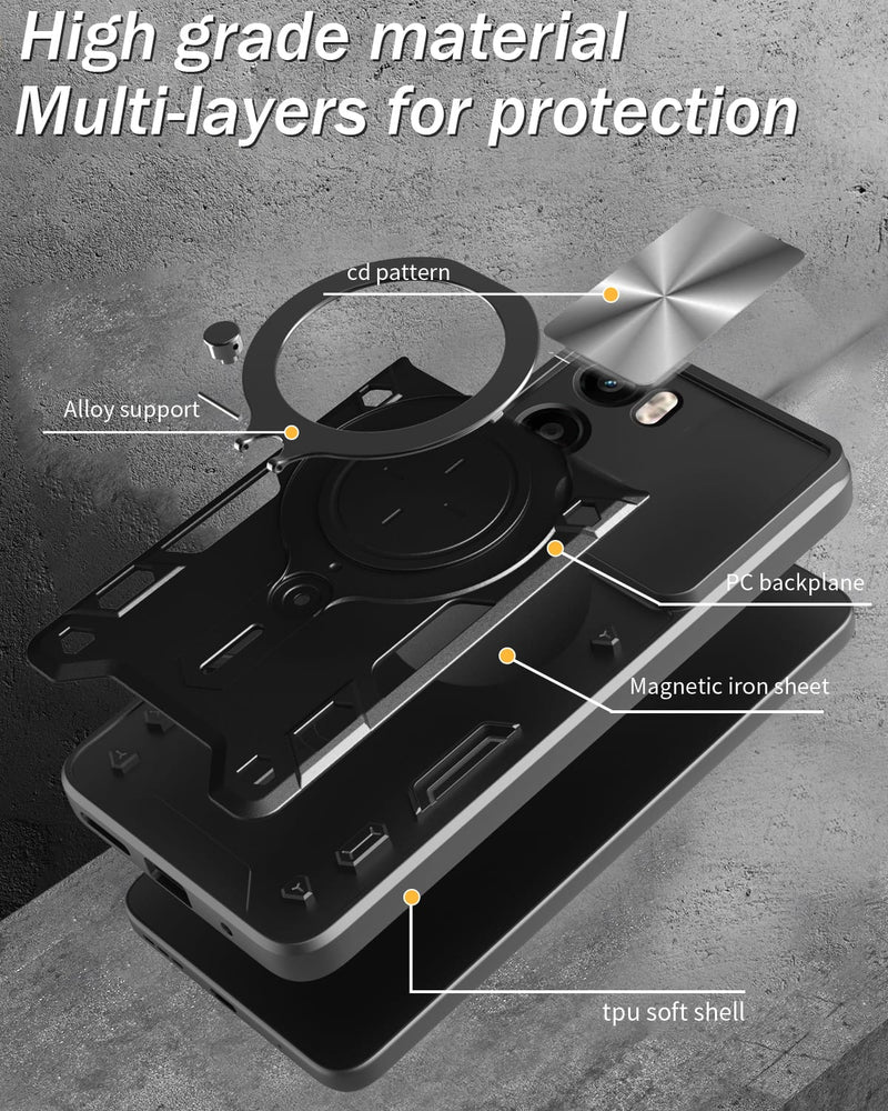 Motorola Moto G05 4G Ring Kickstand Case w/ Camera Cover [Black]