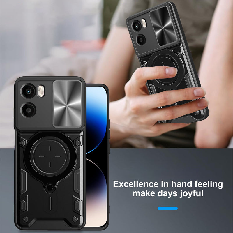 Motorola Moto G05 4G Ring Kickstand Case w/ Camera Cover [Black]