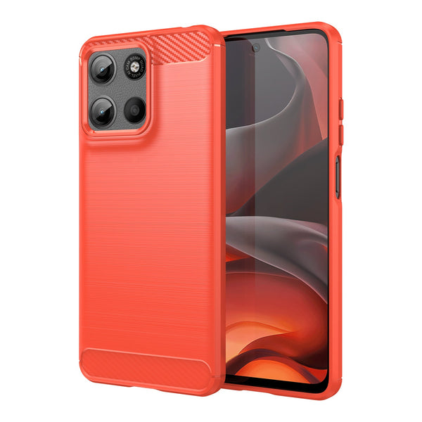 Motorola Moto G15 4G Carbon Fibre Brushed Case [Red]