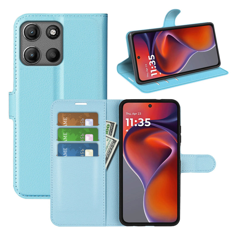 Motorola Moto G15 4G PU Wallet Case [LightBlue]
