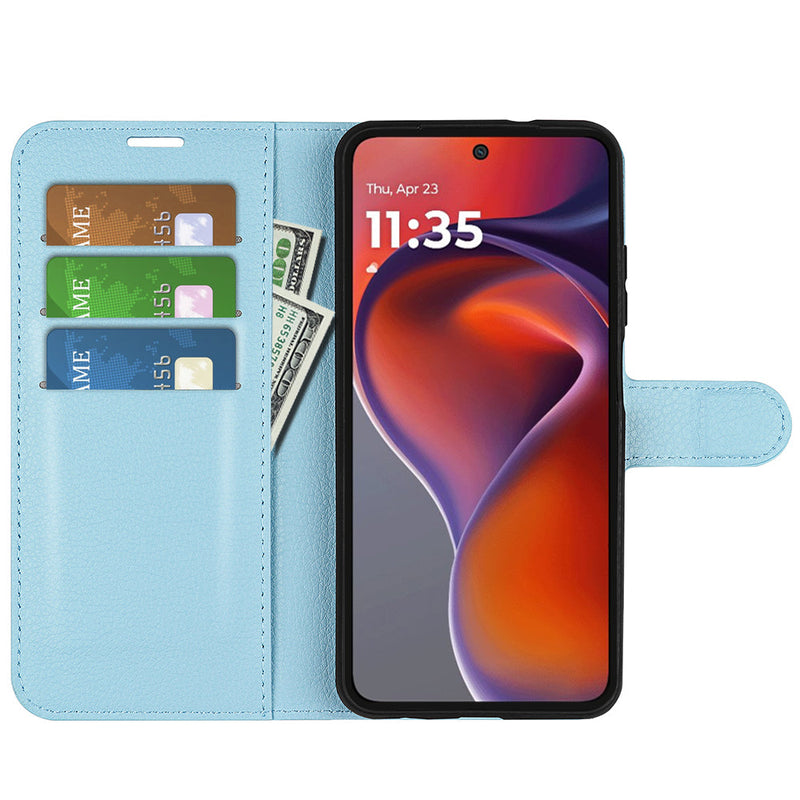 Motorola Moto G15 4G PU Wallet Case [LightBlue]