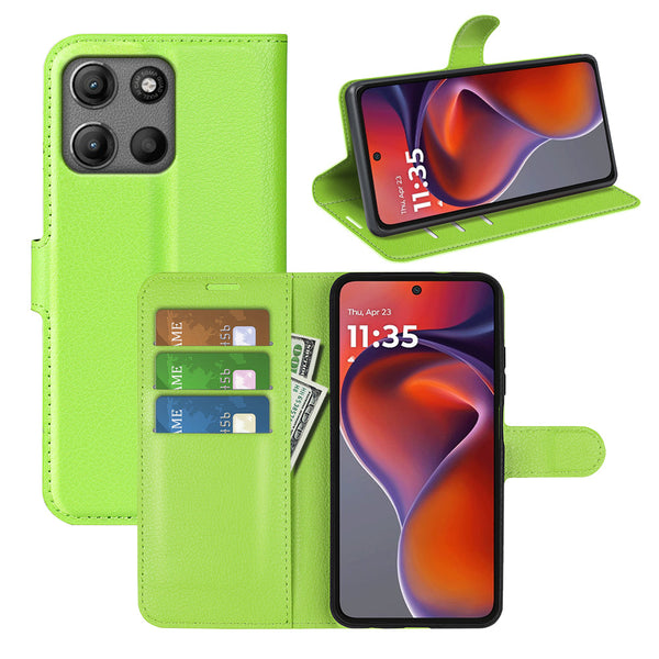 Motorola Moto G15 4G PU Wallet Case [Green]