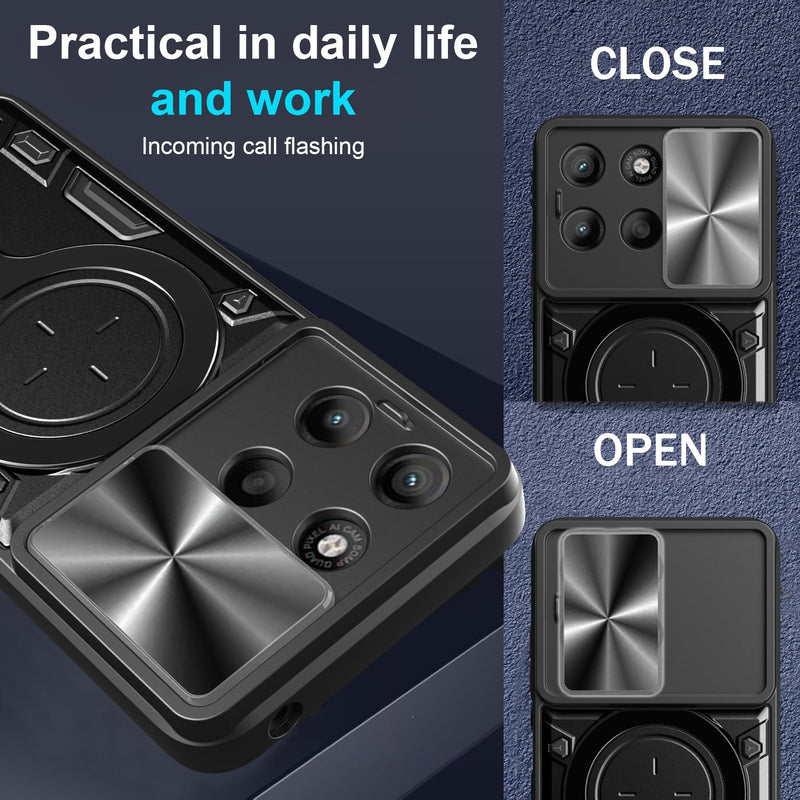 Motorola Moto G15 4G Ring Kickstand Case w/ Camera Cover [Navy]