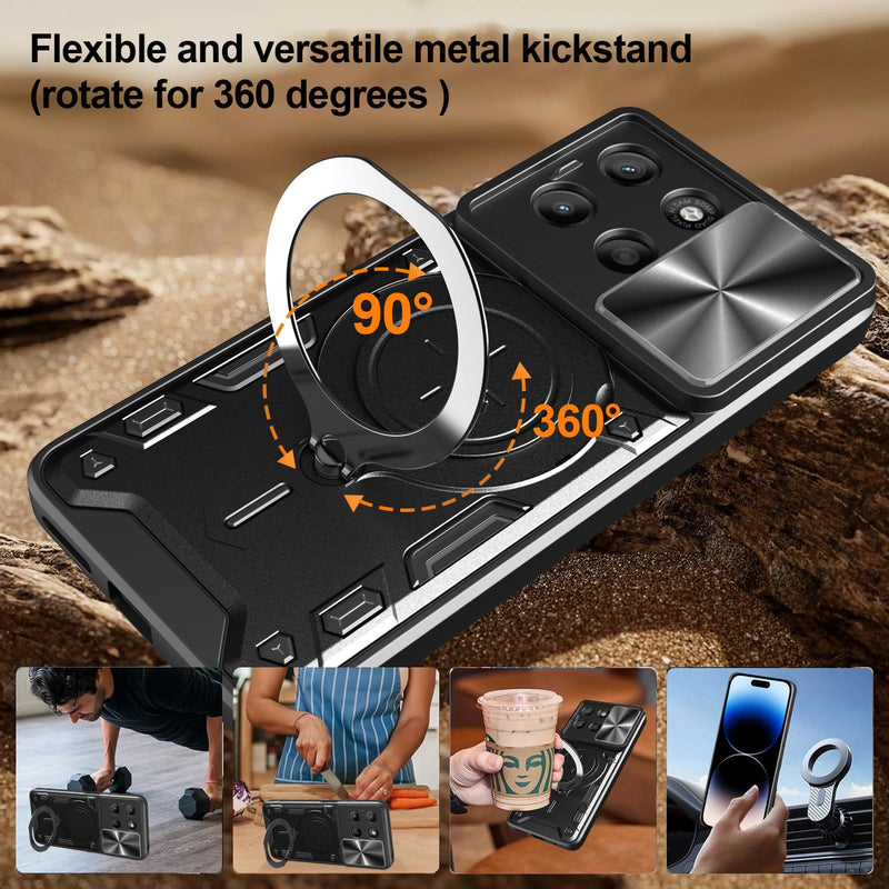 Motorola Moto G15 4G Ring Kickstand Case w/ Camera Cover [Navy]