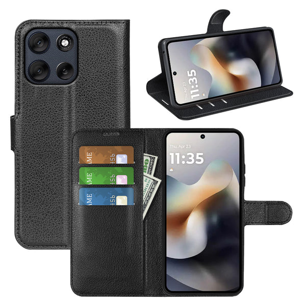 Moto G56 5G PU Wallet Case [Black]