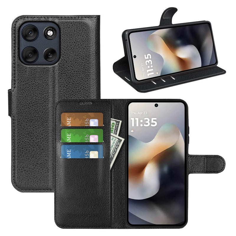 Moto G56 5G PU Wallet Case [Black]