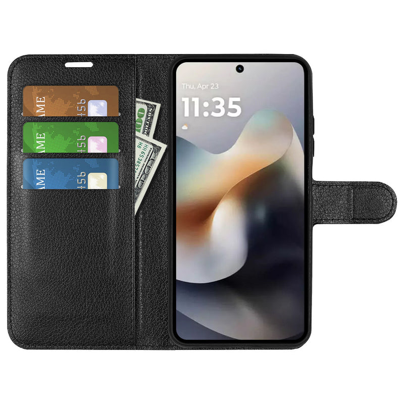 Moto G56 5G PU Wallet Case [Black]