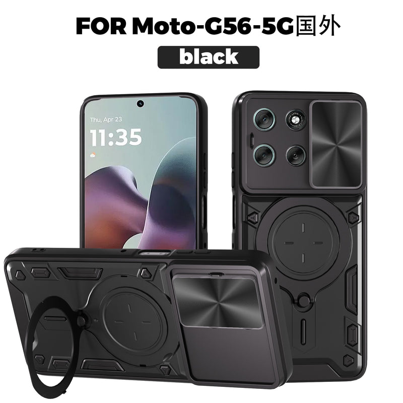Motorola Moto G86 5G Ring Kickstand Case w/ Camera Cover [Black]