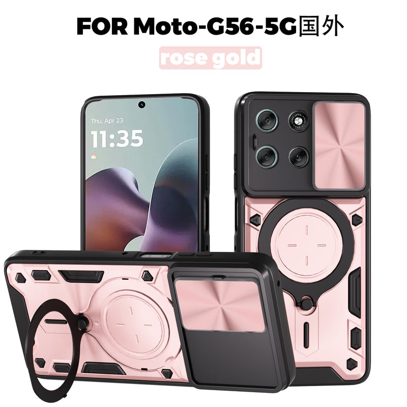 Motorola Moto G86 5G Ring Kickstand Case w/ Camera Cover [Rose Gold]