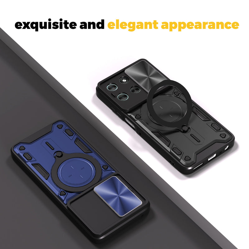 Motorola Moto G56 5G Ring Kickstand Case w/ Camera Cover [Black]