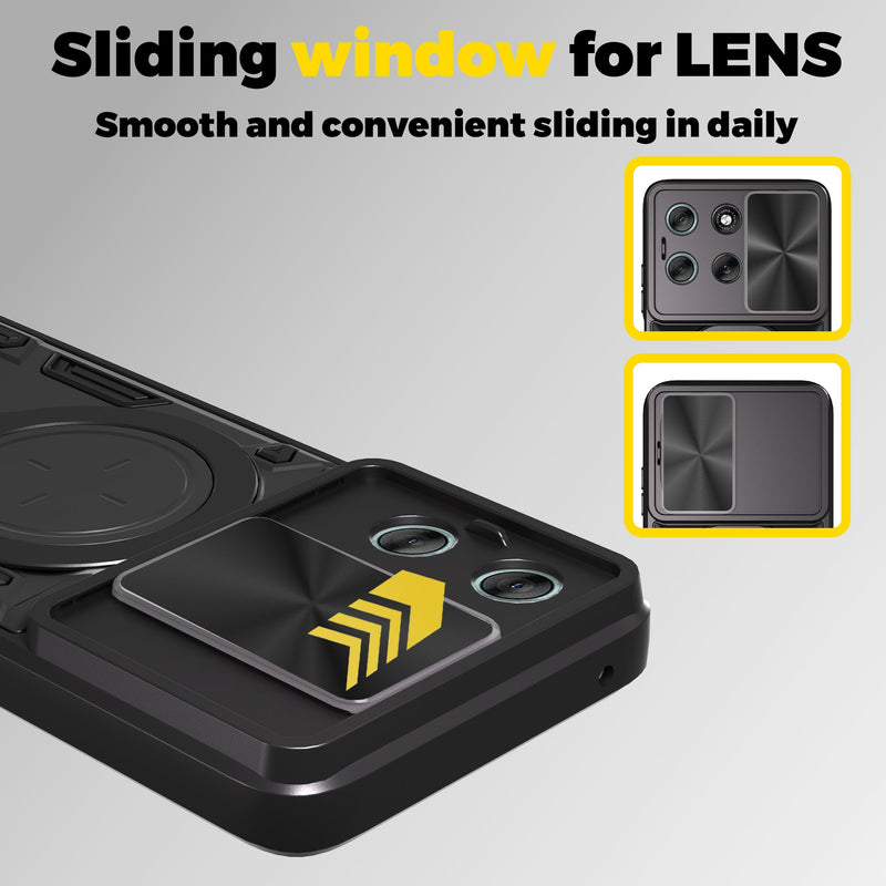 Motorola Moto G56 5G Ring Kickstand Case w/ Camera Cover [Black]
