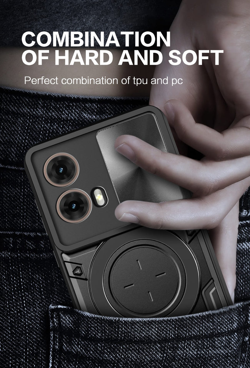 Motorola Moto G85 Ring Kickstand Case w/ Camera Cover [Black]